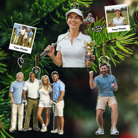Photo personnalisée de l'équipe de golfeurs - Ornement photo acrylique personnalisé