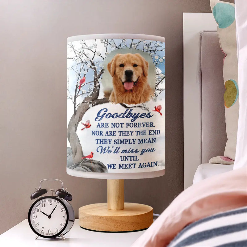 Sad, Memorial, Gift For Grandparents, Gift For Sibling, Family, Parents - Custom Photo Goodbye Is Not Forever Memorial - Personalized Fabric Lamp