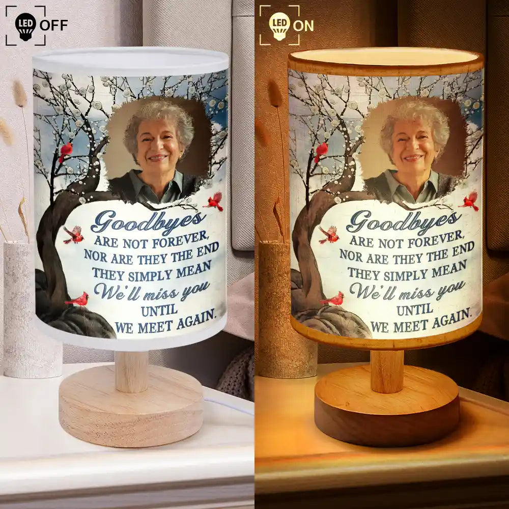 Sad, Memorial, Gift For Grandparents, Gift For Sibling, Family, Parents - Custom Photo Goodbye Is Not Forever Memorial - Personalized Fabric Lamp