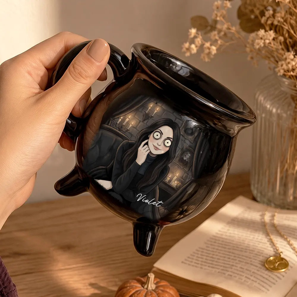 Adorable,Art Design,Halloween,Family,Photo - Gothic Portrait Art - Custom Photo Gothic Portrait Art - Personalized Cauldron Mug