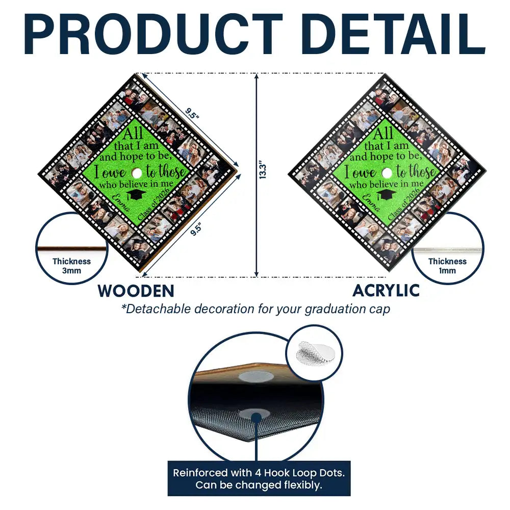 Graduation, Gift For Yourself, Happy, Custom Photo - Custom Photo All That I Am And Hope To Be - Personalized Graduation Cap Topper