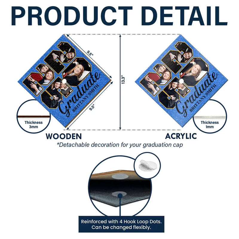 Graduation,Gift For Yourself,Happy,Custom Photo - Custom Photo Graduate Anniversary - Personalized Graduation Cap Topper