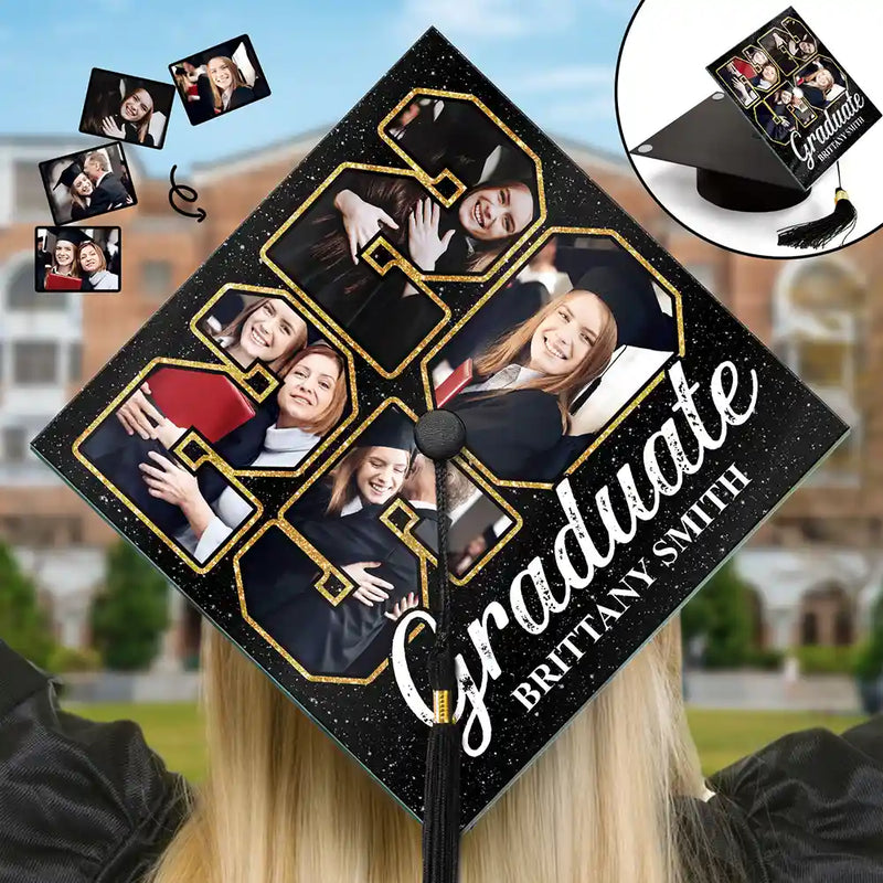 Graduation,Gift For Yourself,Happy,Custom Photo - Custom Photo Graduate Anniversary - Personalized Graduation Cap Topper