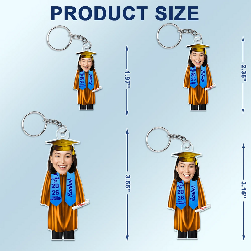 Gift For Yourself,Graduation,Happy - Custom Photo Graduation Cap Gown Stole - Personalized Acrylic Keychain