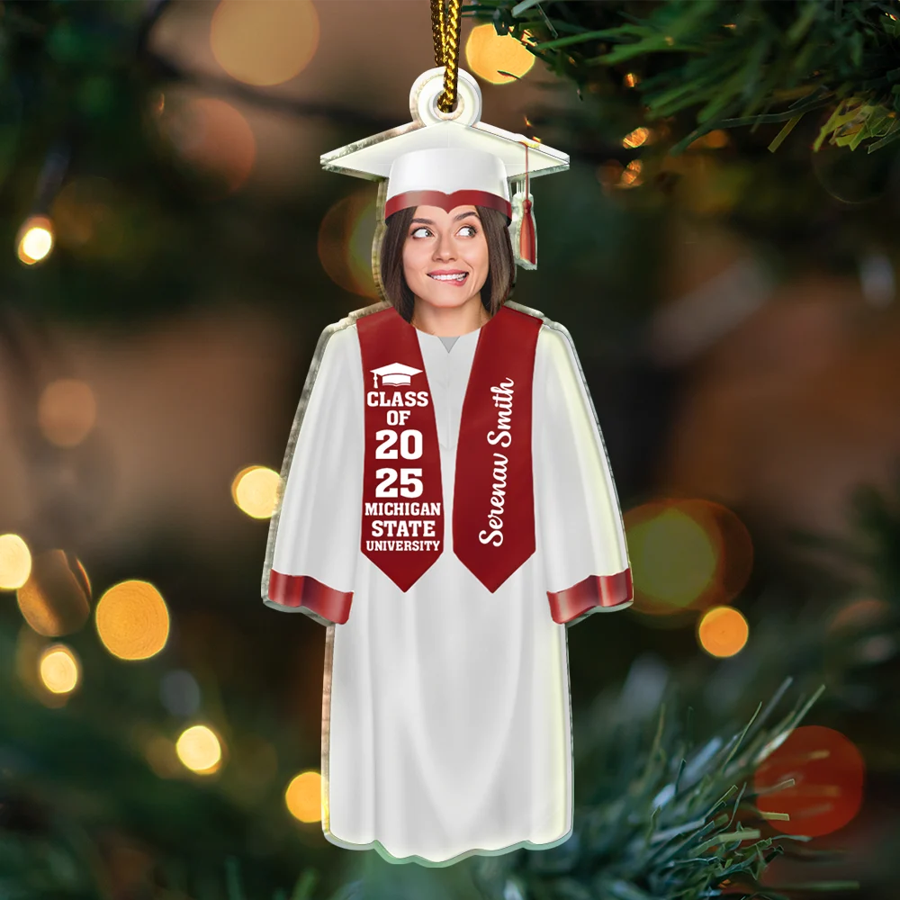 Graduation,Christmas,Happy,Custom Photo - Custom Photo Graduation Face Cut - Personalized Custom Shaped Acrylic Ornament