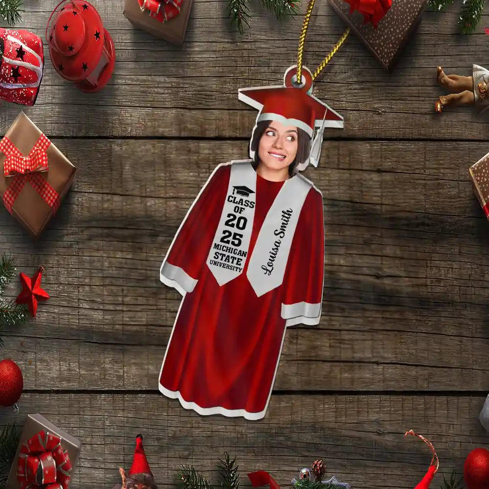 Graduation,Christmas,Happy,Custom Photo - Custom Photo Graduation Face Cut - Personalized Custom Shaped Acrylic Ornament