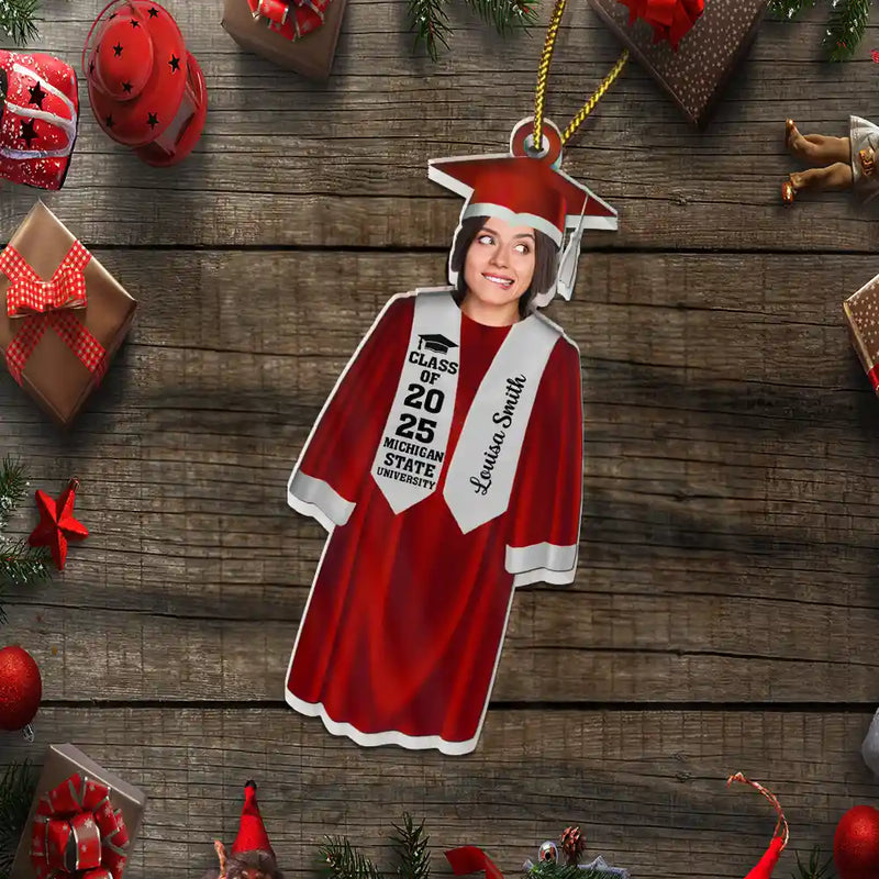 Graduation,Christmas,Happy,Custom Photo - Custom Photo Graduation Face Cut - Personalized Custom Shaped Acrylic Ornament