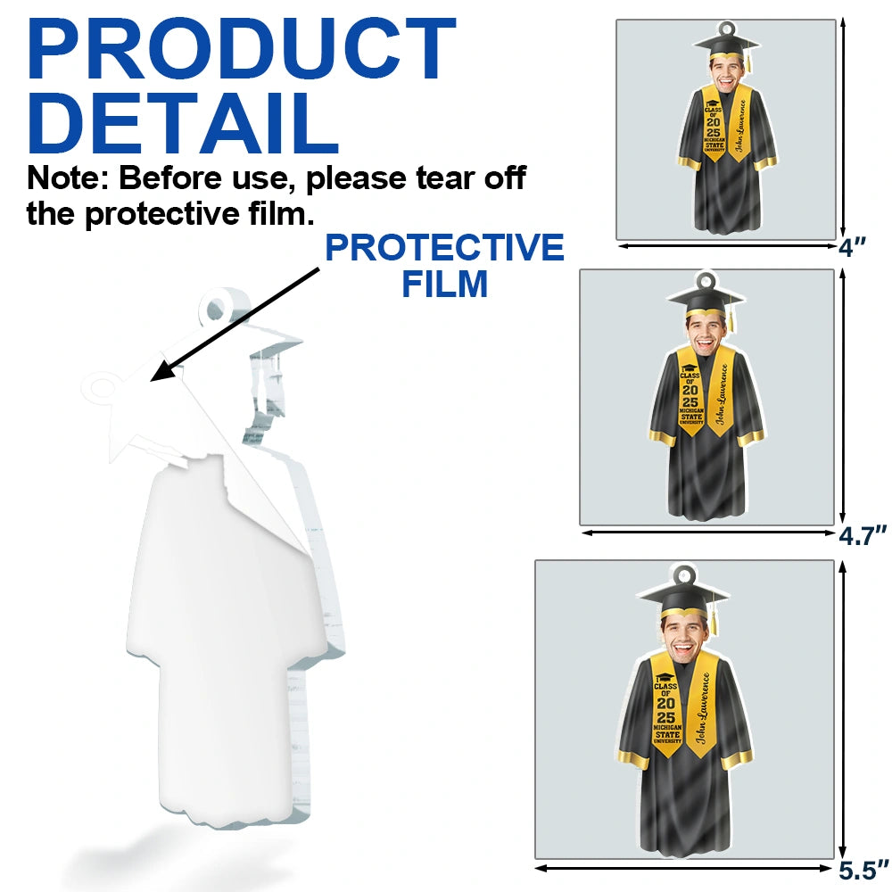 Graduation,Christmas,Happy,Custom Photo - Custom Photo Graduation Face Cut - Personalized Custom Shaped Acrylic Ornament