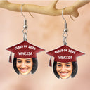 Graduation,Gift For Yourself,Gift For Women,Gift For Daughter,Gift For Sisters,Gift For Bestie - Custom Photo Graduation Hat With Funny Face - Personalized Acrylic Earrings