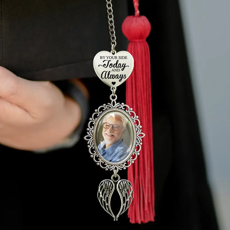 Graduation,Gift For Yourself,Memorial - Custom Photo Graduation Walking Beside You Memorial - Personalized Graduation Tassel Charm
