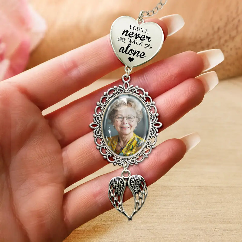 Graduation,Gift For Yourself,Memorial - Custom Photo Graduation Walking Beside You Memorial - Personalized Graduation Tassel Charm
