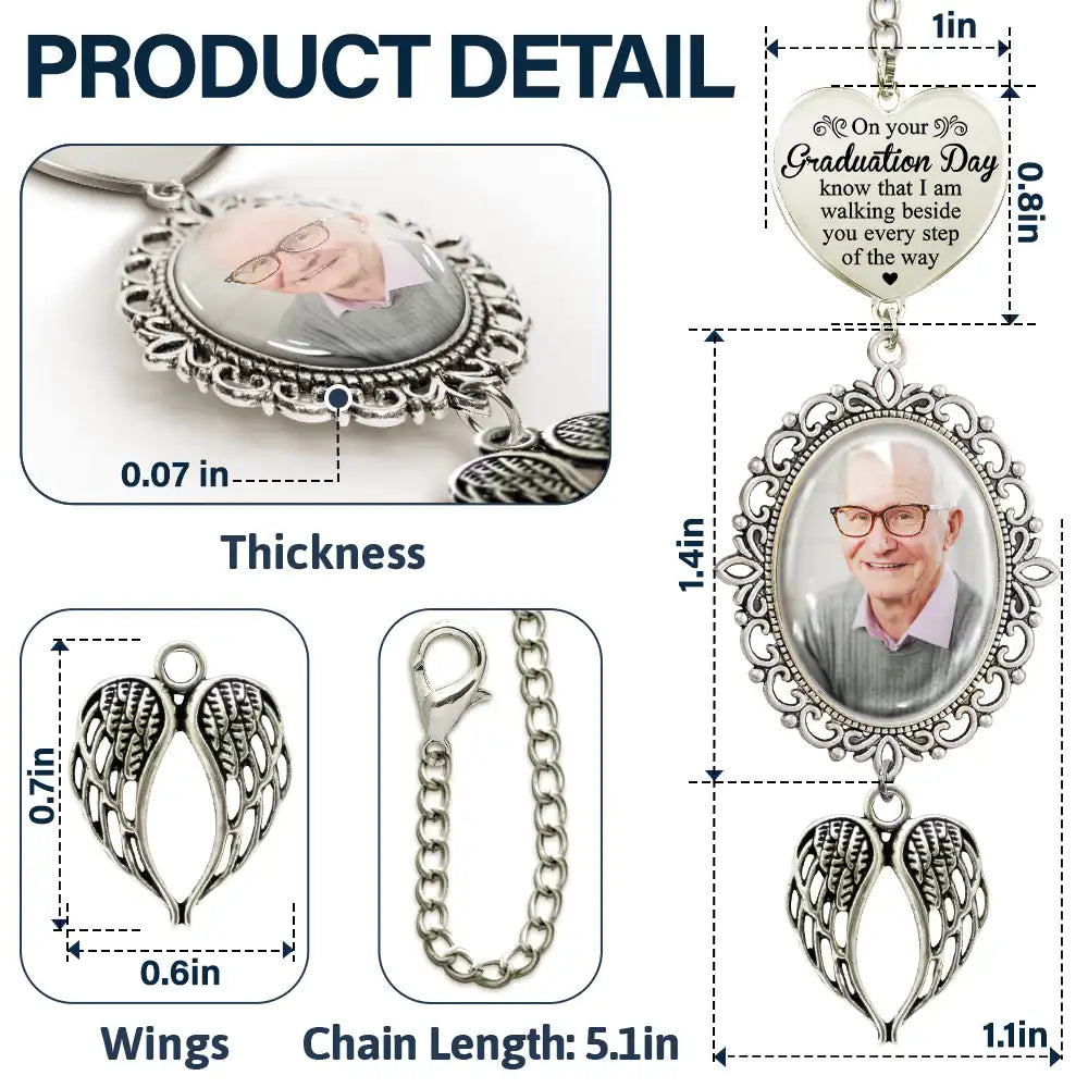 Graduation,Gift For Yourself,Memorial - Custom Photo Graduation Walking Beside You Memorial - Personalized Graduation Tassel Charm
