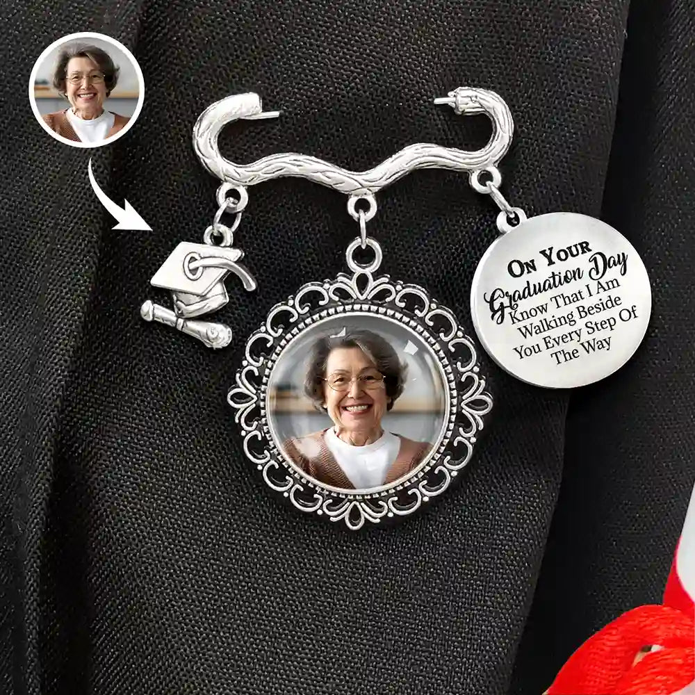 Custom Photo Graduation Walking Beside You Memorial - Personalized Graduation Tassel Pin