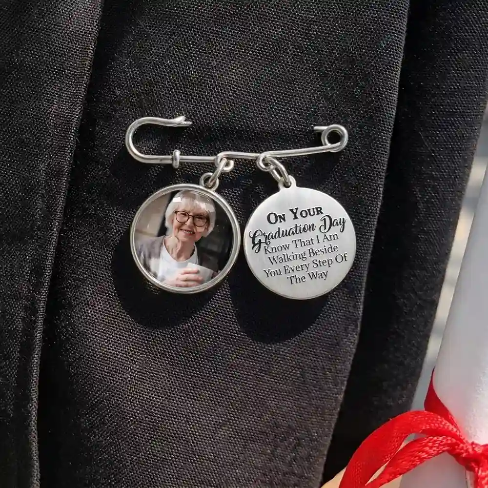 Custom Photo Graduation Walking Beside You Memorial - Personalised Graduation Lapel Pin