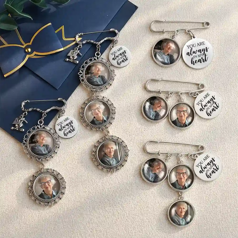 Custom Photo Graduation Walking Beside You Memorial - Personalised Graduation Lapel Pin