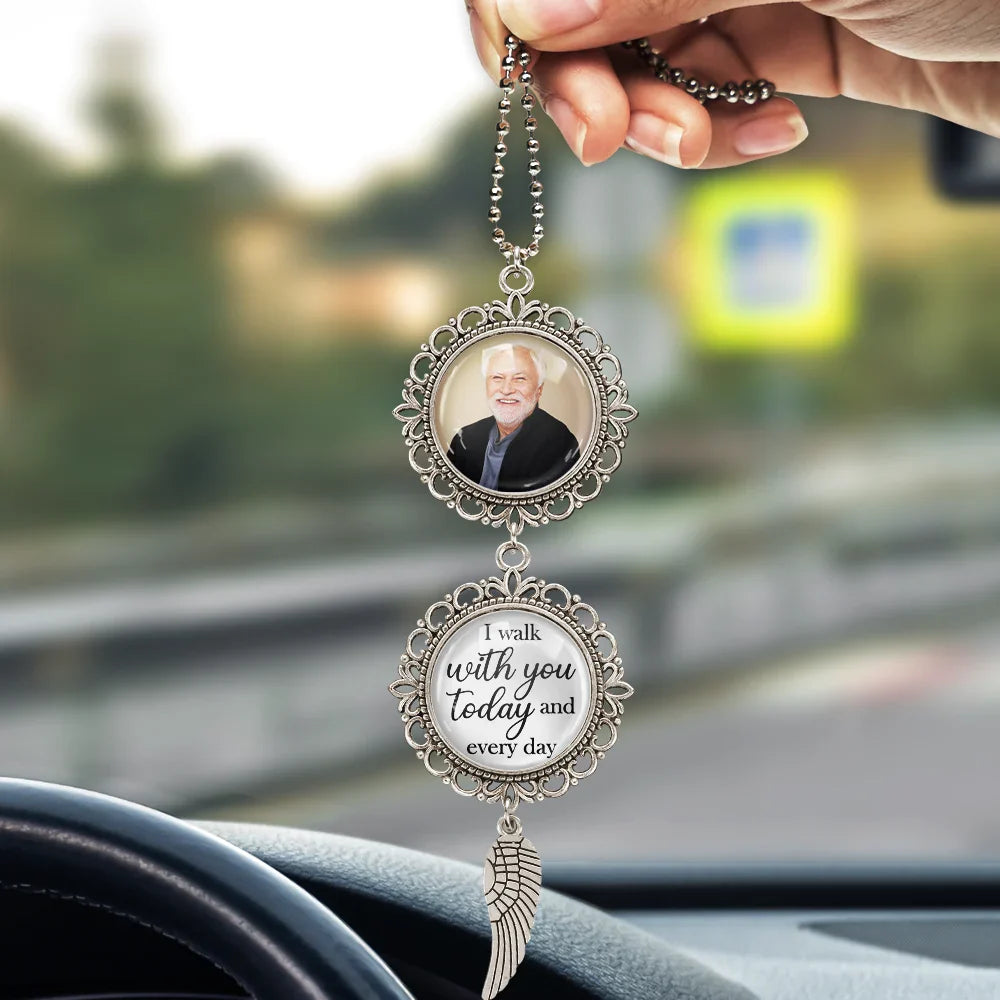 Memorial, Graduation, Custom Photo, Sad - Custom Photo Graduation Walking Beside You Memorial - Personalized Photo Pendant Charm