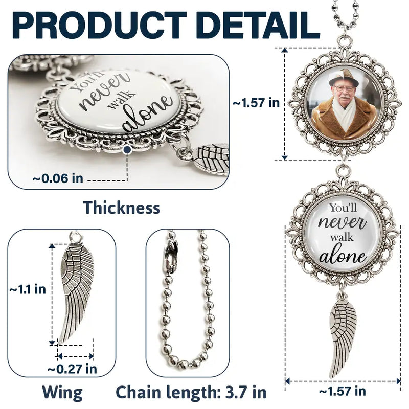 Memorial, Graduation, Custom Photo, Sad - Custom Photo Graduation Walking Beside You Memorial - Personalized Photo Pendant Charm