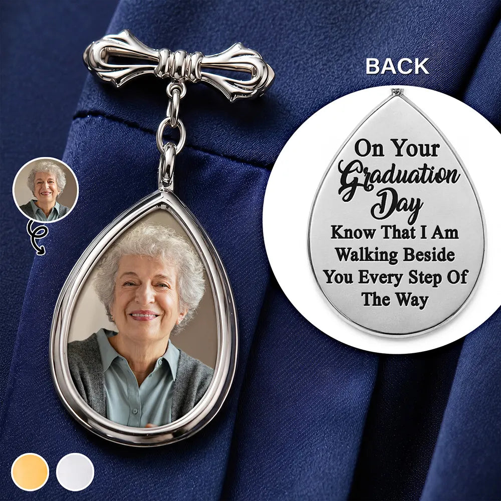 Custom Photo Graduation Walking Beside You Memorial - Personalized Teardrop Pin