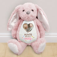 Gift For Grandkids,Grandma - Grandkids,Grandpa - Grandkids,Love,New baby - Custom Photo Grandma Sent You A Hug - Personalized Soft Toy Bunny