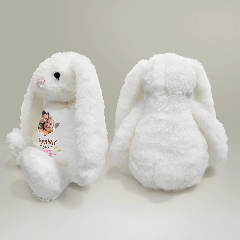 Gift For Grandkids,Grandma - Grandkids,Grandpa - Grandkids,Love,New baby - Custom Photo Grandma Sent You A Hug - Personalized Soft Toy Bunny