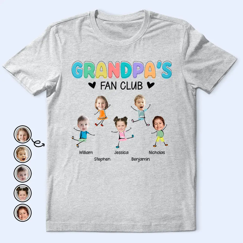 Gift For Grandpa,Gift For Father,Funny,Custom Photo - Custom Photo Grandpa's Fan Club - Personalized T Shirt