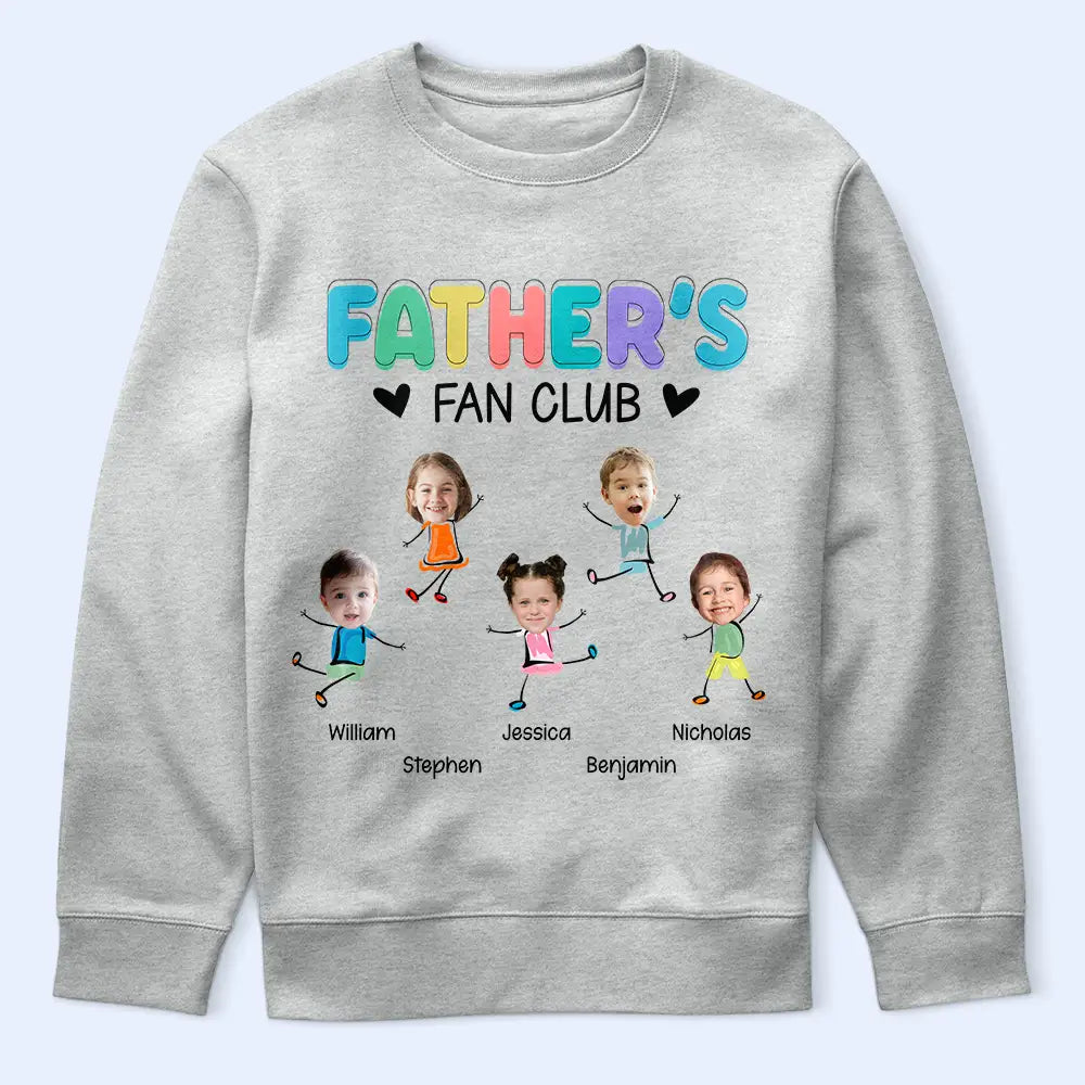 Gift For Grandpa,Gift For Father,Funny,Custom Photo - Custom Photo Grandpa's Fan Club - Personalized T Shirt