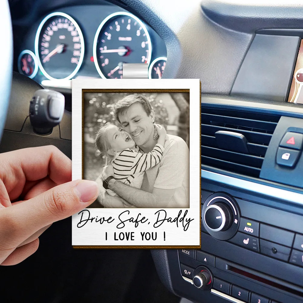 Gift For Father,Gift For Mother,Gift For Grandma,Gift For Grandpa,Love,Custom Photo - Custom Photo Gray Scale Drive Safe We Love You - Personalized Custom Shaped Car Visor Clip
