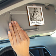 Gift For Father,Gift For Mother,Gift For Grandma,Gift For Grandpa,Love,Custom Photo - Custom Photo Gray Scale Drive Safe We Love You - Personalized Custom Shaped Car Visor Clip