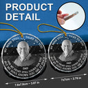 Custom Photo, Christmas, Memorial, Family, Sad - Custom Photo Grayscale Memorial My Mind Still Talks To You - Personalized Circle Glass Ornament