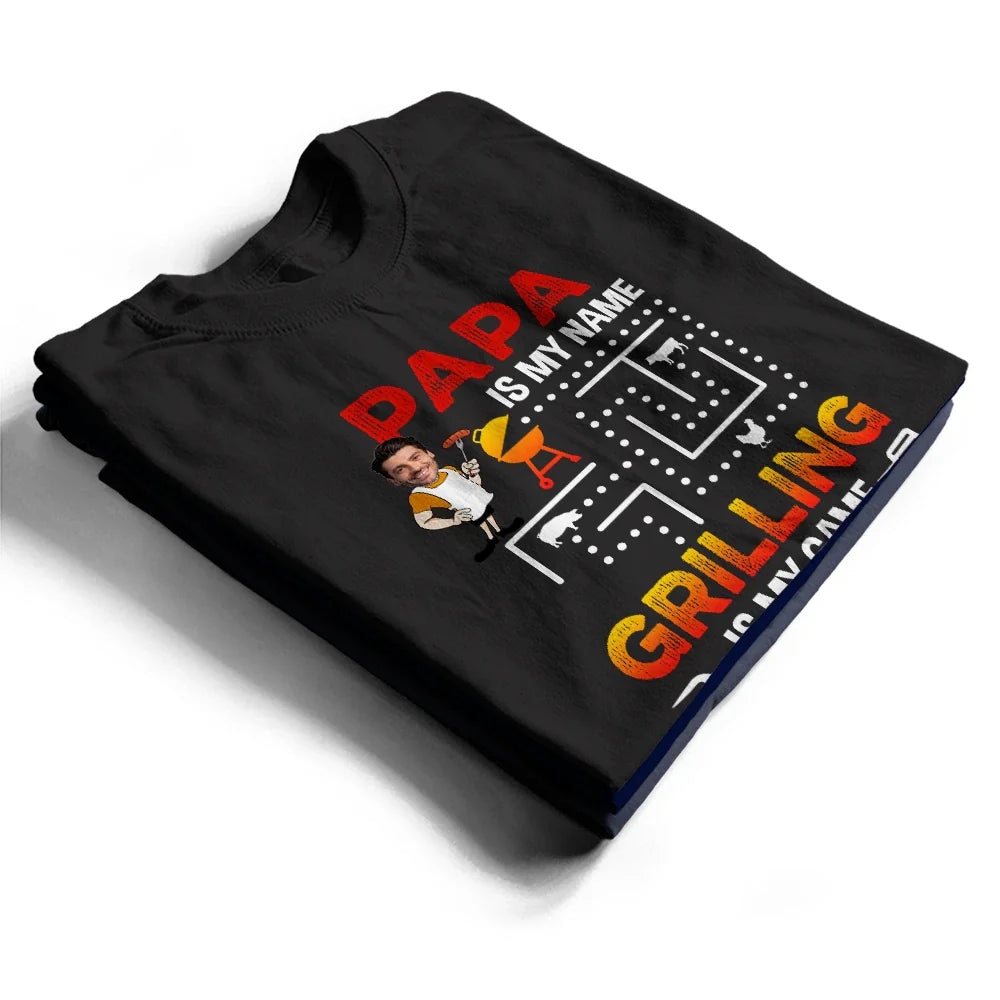 Gift For Grandpa,Gift For Father,Grandpa's Hobby,Dad's Hobby,Grilling,Funny,Custom Photo - Custom Photo Grilling Is My Game - Personalized T Shirt