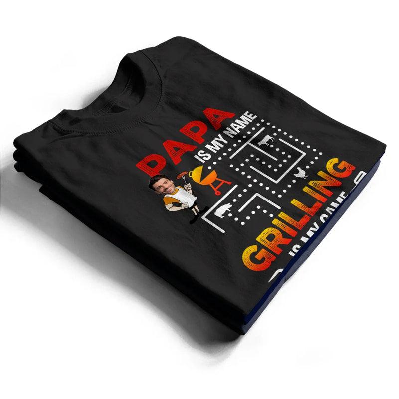 Gift For Grandpa,Gift For Father,Grandpa's Hobby,Dad's Hobby,Grilling,Funny,Custom Photo - Custom Photo Grilling Is My Game - Personalized T Shirt