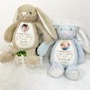 Memorial, Pregnant Mom, New Mom, New Dad, New baby, Parents - Custom Photo Hand Picked For Earth By My Grandpa Grandma - Personalized Soft Toy Bunny