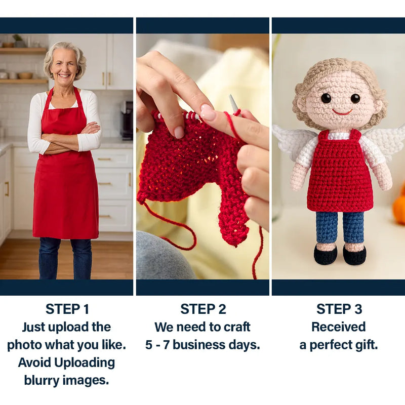 Family,Gift For Bestie,Love - Custom Photo Handmade Doll Gift - Personalized Crochet Portrait Doll