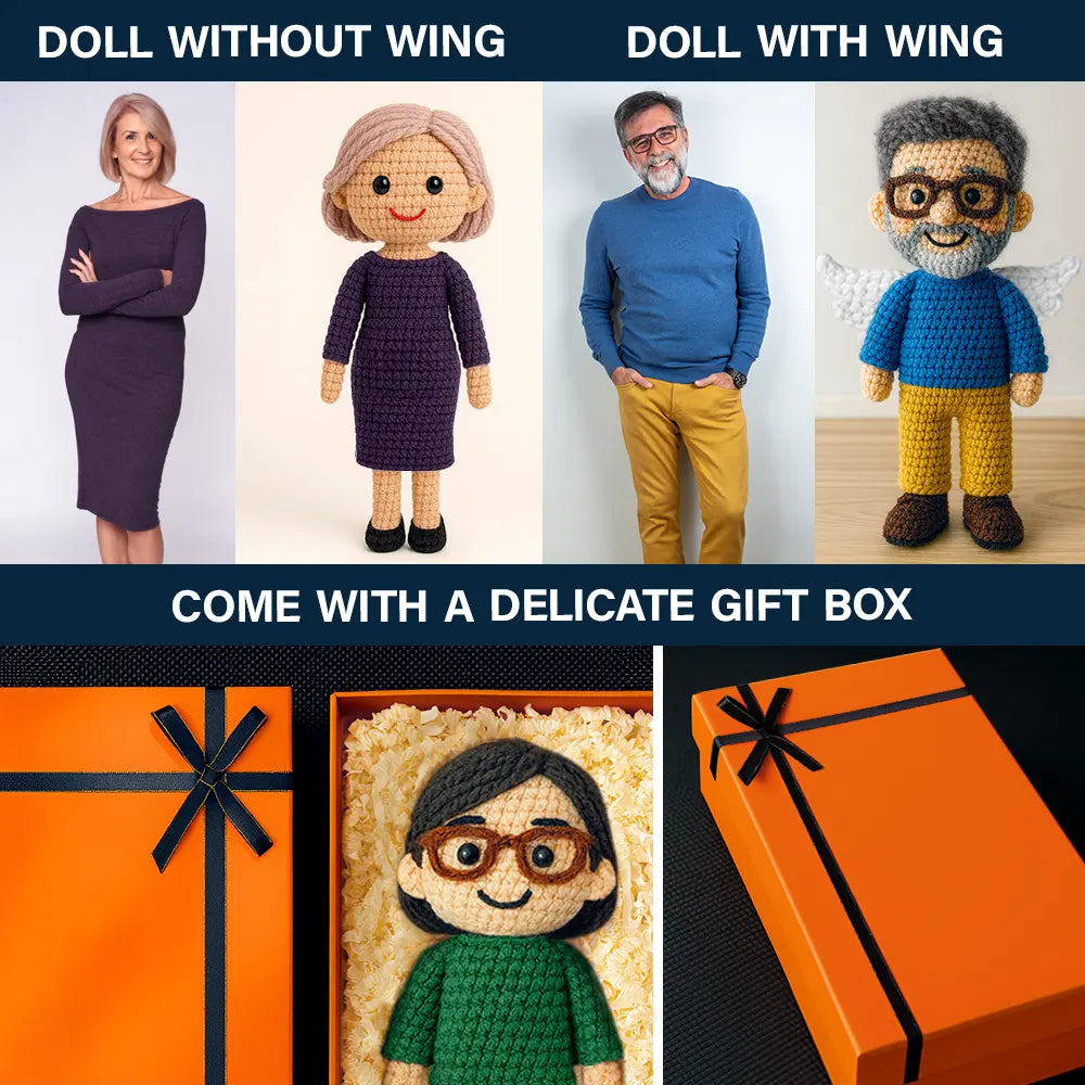 Family,Gift For Bestie,Love - Custom Photo Handmade Doll Gift - Personalized Crochet Portrait Doll