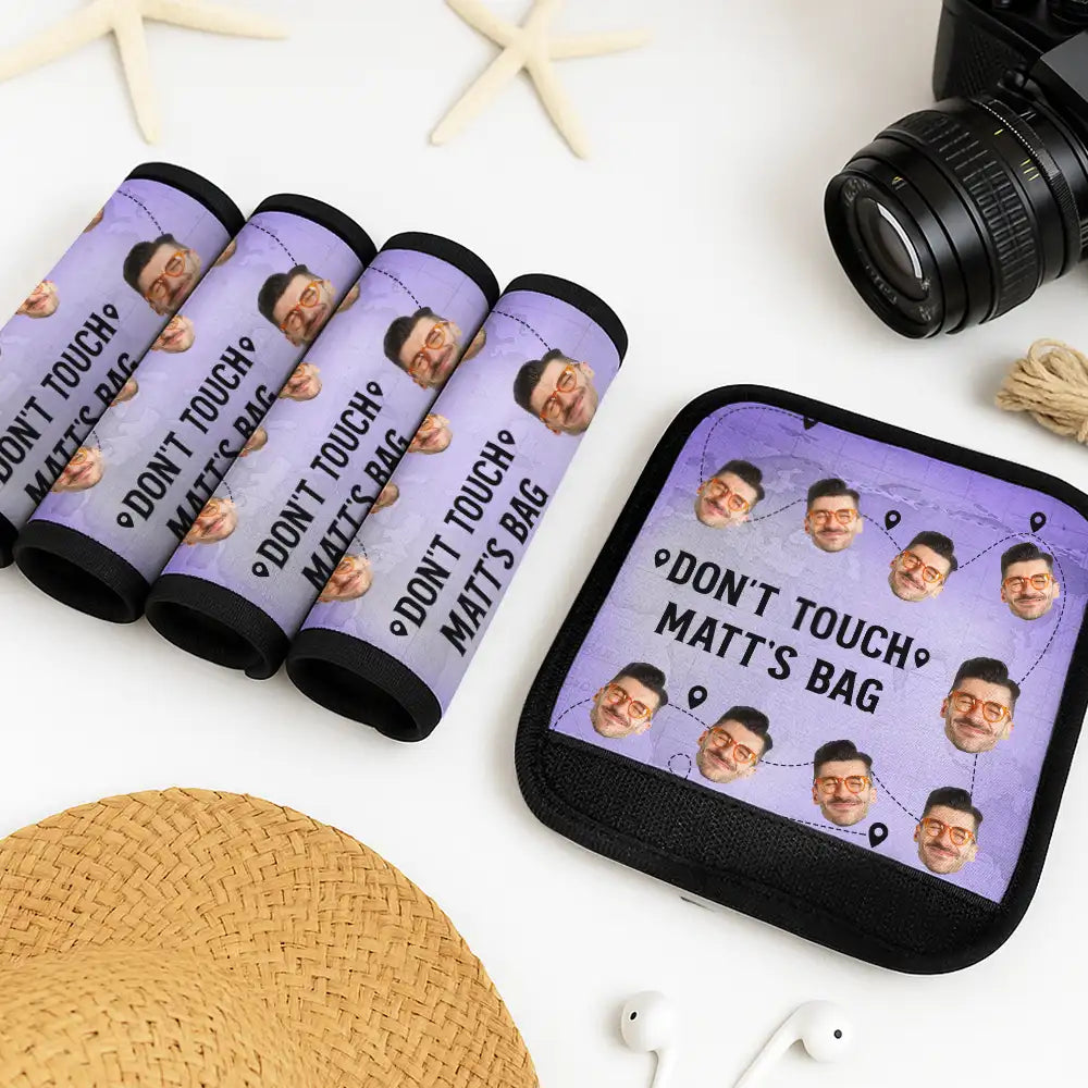 Custom Photo, Happy, Gift For Yourself, Travel, Summer - Custom Photo Hands Off My Bag - Personalized Luggage Handle Wrap