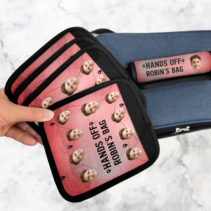 Custom Photo, Happy, Gift For Yourself, Travel, Summer - Custom Photo Hands Off My Bag - Personalized Luggage Handle Wrap