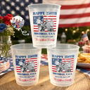 Independence Day,Family,America 250th,Photo,Proud - Custom Photo Happy 250th Birthday USA Family Name - Personalized Frosted Cups