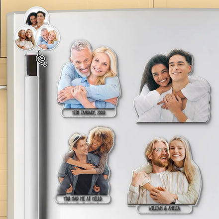 Custom Photo Happy Couple - Personalized Acrylic Fridge Magnet