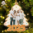 Family,Pet Lovers,Pet Mom,Pet Dad,Pet Couple,Dog Lovers,Dog Couple,Dog Mom,Dog Dad,Cat Lovers,Cat Mom,Cat Dad,Cat Couple,Happy,Christmas,Top Market - Custom Photo Happy Family Christmas Tree Gingerbread - Personalized Custom Shaped Acrylic Ornament