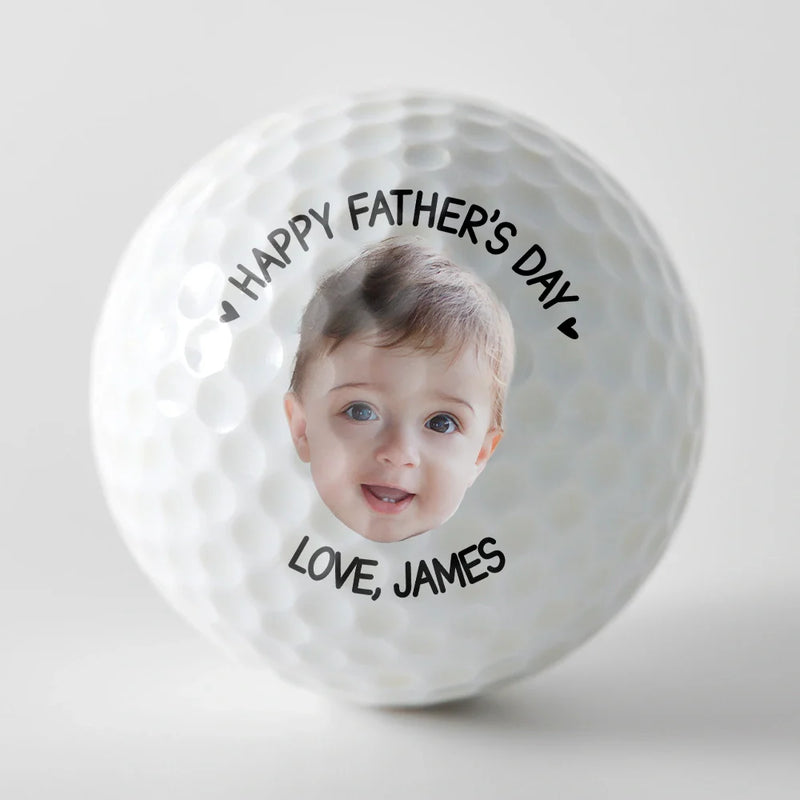 Custom Photo, Gift For Father, Dad's Hobby, Sport Dad, Happy, Golf - Custom Photo Happy Father's Day - Personalized Golf Ball
