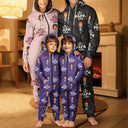 Gift For Mother,Gift For Father,Custom Photo,Happy - Custom Photo Happy Kids Best Dad Mom Ever Rain Pattern - Personalized Overall Onesie Hooded Jumpsuit