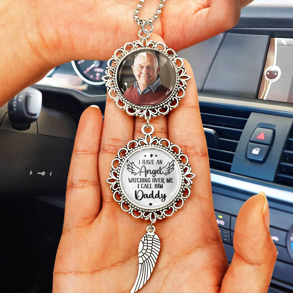 Memorial,Custom Photo,Gift For Mother,Sad - Custom Photo Have An Angel Watching Over Me - Personalized Photo Pendant Charm