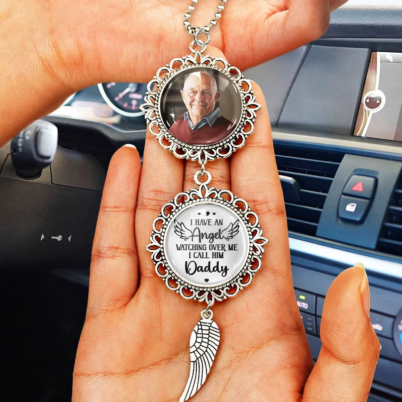 Memorial,Custom Photo,Gift For Mother,Sad - Custom Photo Have An Angel Watching Over Me - Personalized Photo Pendant Charm