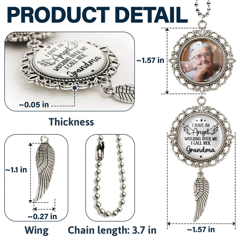 Memorial,Custom Photo,Gift For Mother,Sad - Custom Photo Have An Angel Watching Over Me - Personalized Photo Pendant Charm
