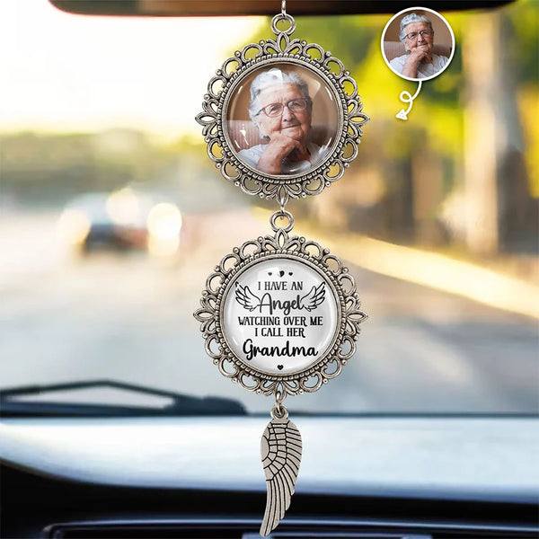 Memorial,Custom Photo,Gift For Mother,Sad - Custom Photo Have An Angel Watching Over Me - Personalized Photo Pendant Charm