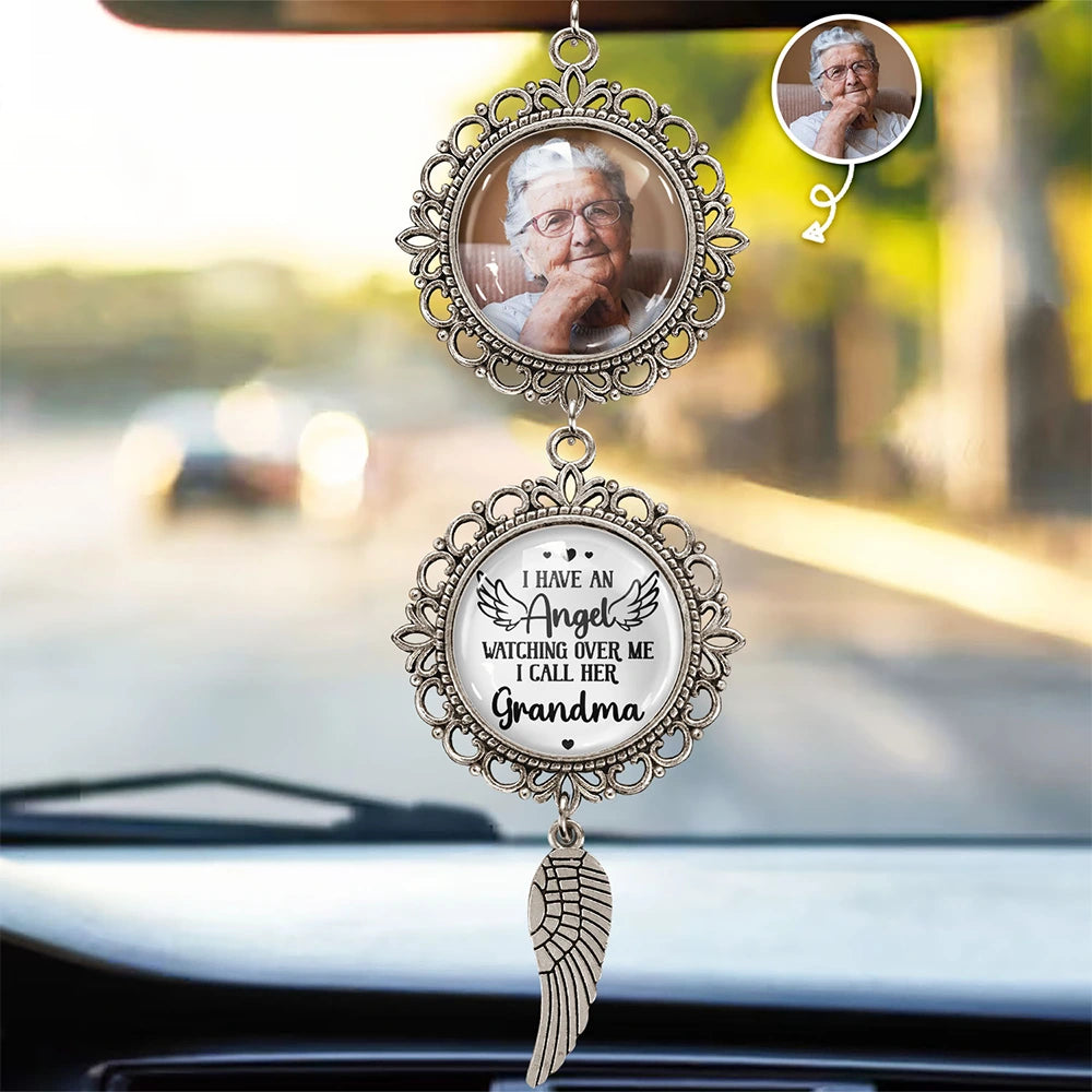Memorial,Custom Photo,Gift For Mother,Sad - Custom Photo Have An Angel Watching Over Me - Personalized Photo Pendant Charm