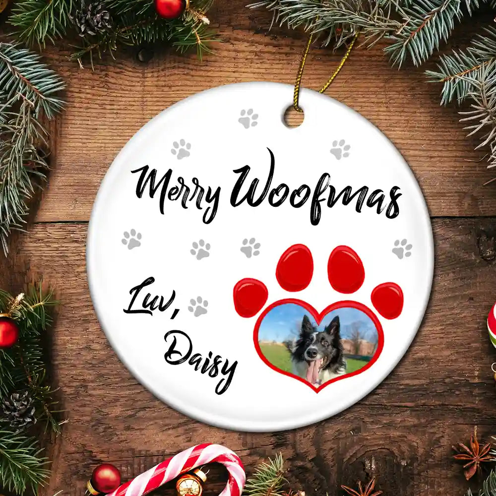 Funny,Custom Photo,Pet Lovers,Pet Mom,Pet Dad,Christmas - Custom Photo Have Yourself A Furry - Personalized Circle Ceramic Ornament