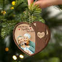 Gift For Couples,Old Couples,Gift For Husband,Gift For Wife,Gift For Boyfriend,Gift For Girlfriend,Love,Christmas - Custom Photo Heart Shaped Wood Slice Growing Together - Personalized 2-Layered Wooden Ornament