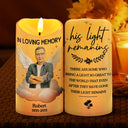 Memorial, Custom Photo, Sad - Custom Photo Her Light Remains - Personalized Flameless LED Candle
