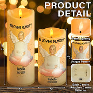 Memorial, Custom Photo, Sad - Custom Photo Her Light Remains - Personalized Flameless LED Candle